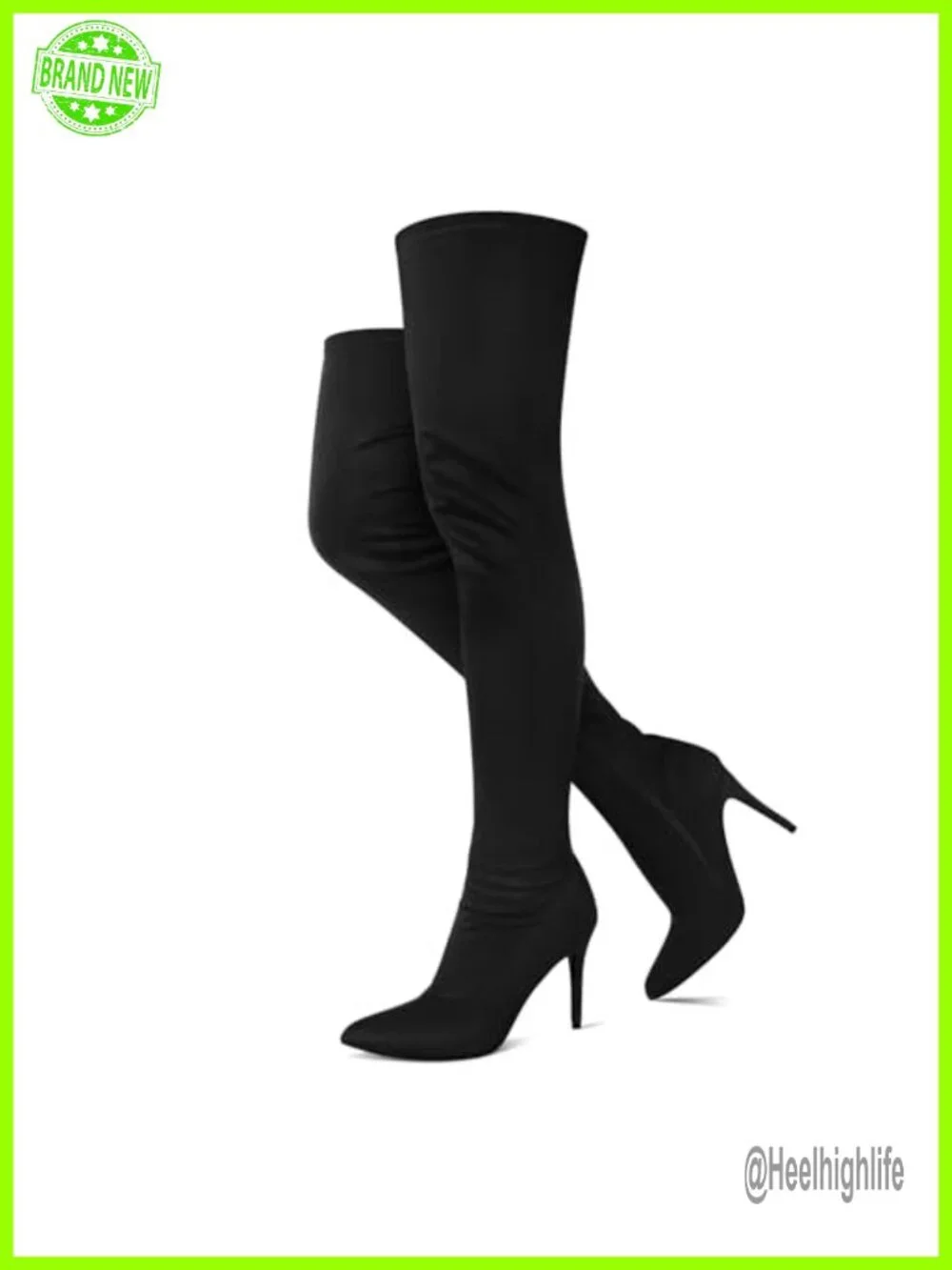 Thigh High Boots Pointed Toe Stiletto Over The Knee Faux Suede Side Zipper High